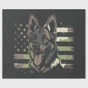 German Shepherd Dog Lover USA American Flag 4th Of Wrapping Paper