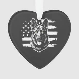 German Shepherd Dog Lover USA American Flag 4th Ornament
