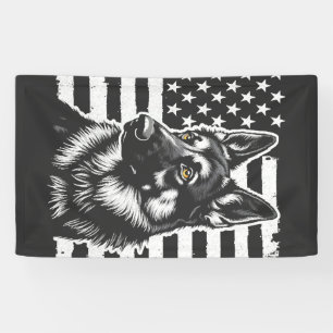 German Shepherd Dog Lover USA American Flag Banner