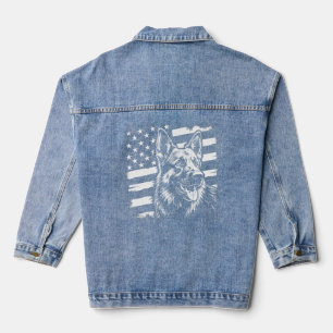 German Shepherd Dog Lover USA American Flag Denim Jacket