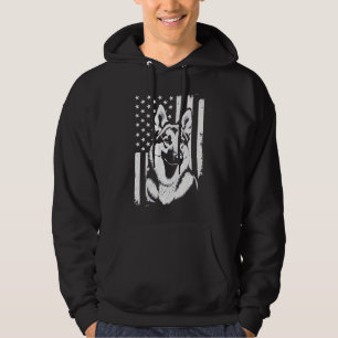 German Shepherd Dog Lover USA American Flag Hoodie