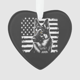 German Shepherd Dog Lover USA American Flag  Ornament