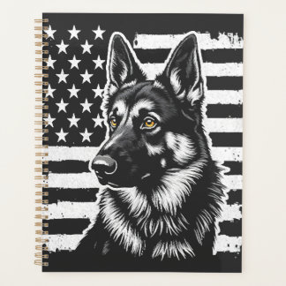 German Shepherd Dog Lover USA American Flag Planner