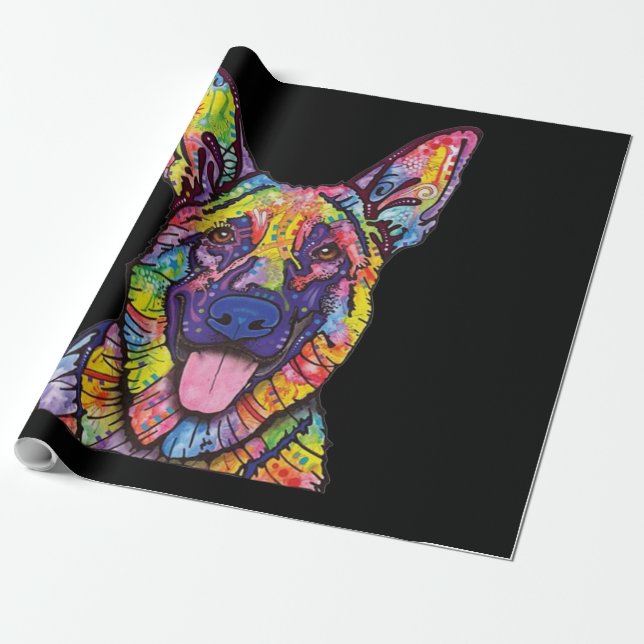 German Shepherd Dog Lovers Wrapping Paper (Unrolled)