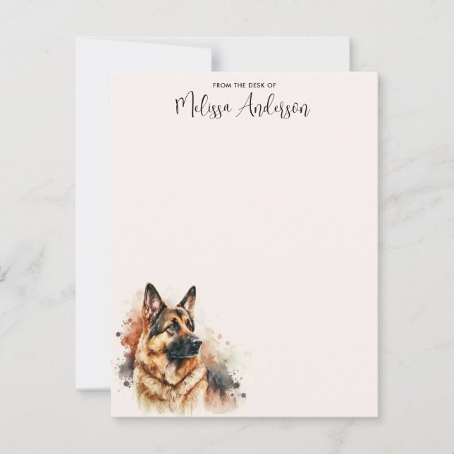 German Shepherd Dog Modern Watercolor Puppy  Card (Front)