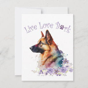 German Shepherd Dog Mum Floral Card