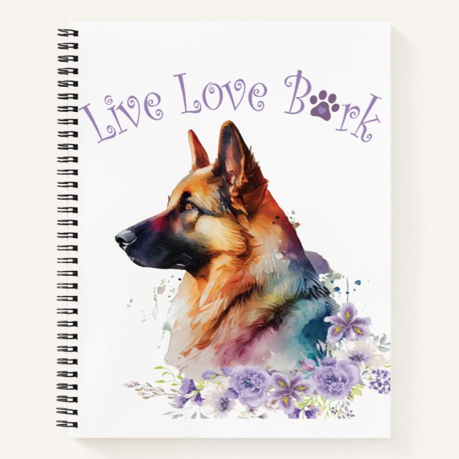 German Shepherd Dog Mum Floral Notebook (Front)