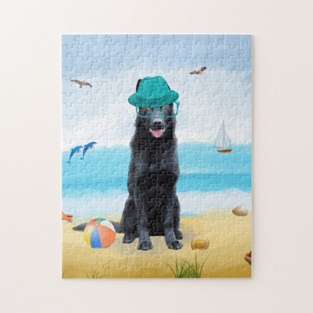 German Shepherd Dog on Beach  Jigsaw Puzzle (Vertical)