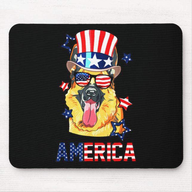 German Shepherd Dog Owner 4Th Of July Mouse Mat (Front)