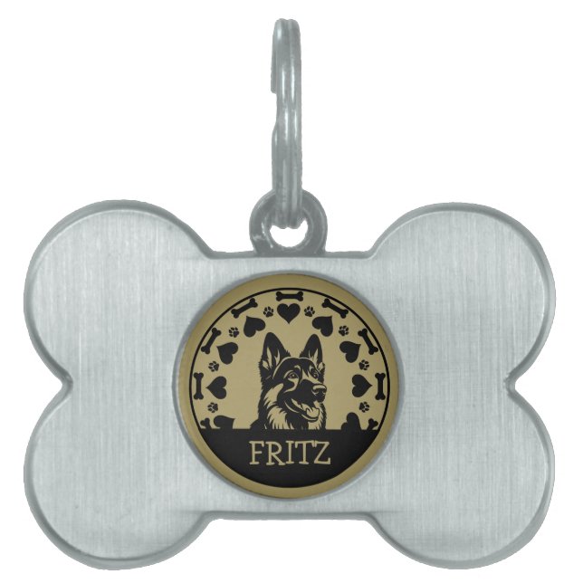 German Shepherd Dog Owner Pet ID Tag (Front)