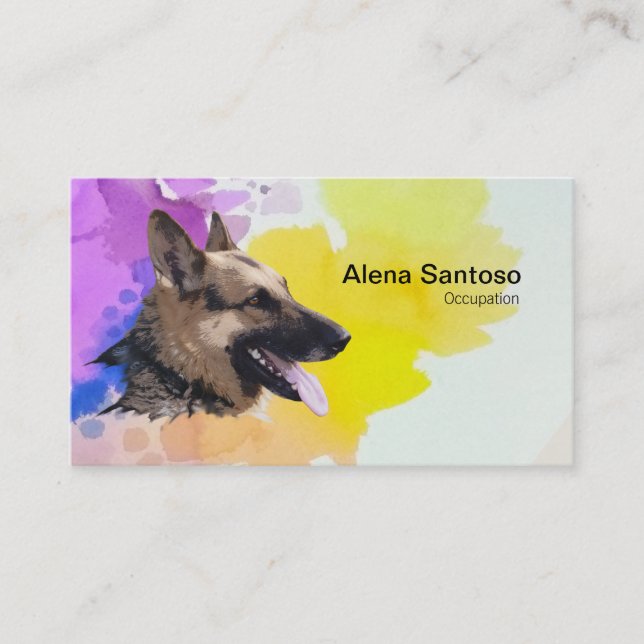 German Shepherd Dog Painting Business Card (Front)