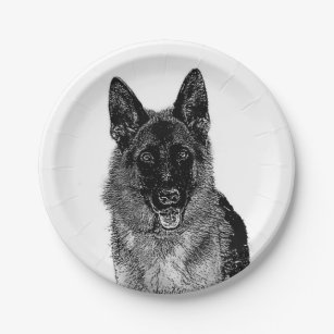 German Shepherd Dog Paper Plate