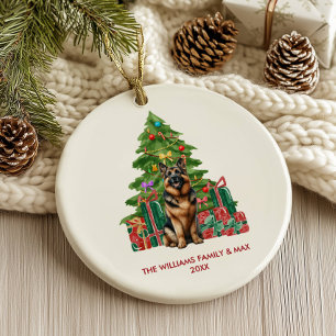 German Shepherd Dog Personalised Christmas Ceramic Tree Decoration
