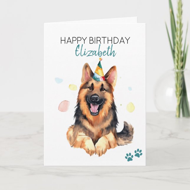 German Shepherd Dog Personalised Happy Birthday  Card (Front)