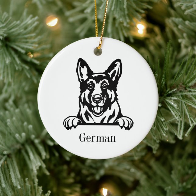 German Shepherd dog Personalised Pet Ornament, Cu  Ceramic Tree Decoration (Tree)