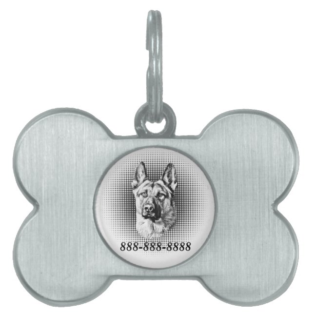 German Shepherd Dog Pet Name Tag (Front)
