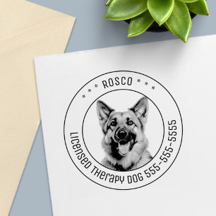 German Shepherd Dog Pet Photo Round Self-inking Stamp