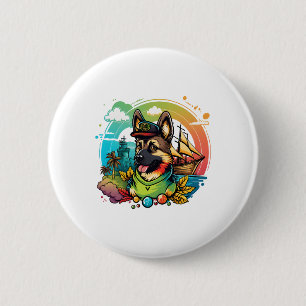 German Shepherd Dog Pirate 6 Cm Round Badge