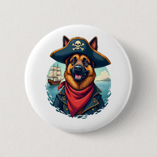 German Shepherd Dog Pirate  6 Cm Round Badge