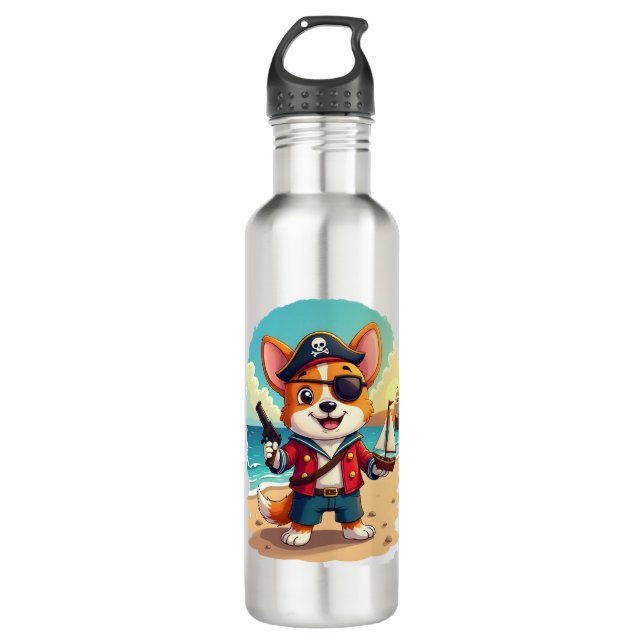 German Shepherd Dog Pirate 710 Ml Water Bottle (Front)
