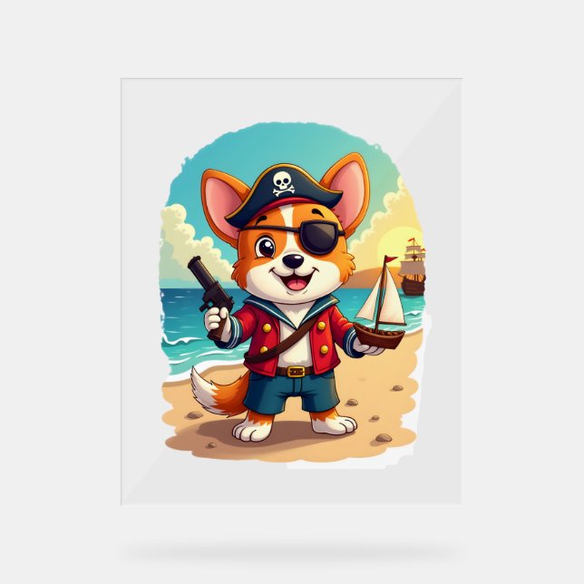 German Shepherd Dog Pirate Acrylic Sign (Front)