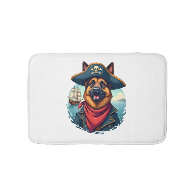German Shepherd Dog Pirate  Bath Mat (Front)