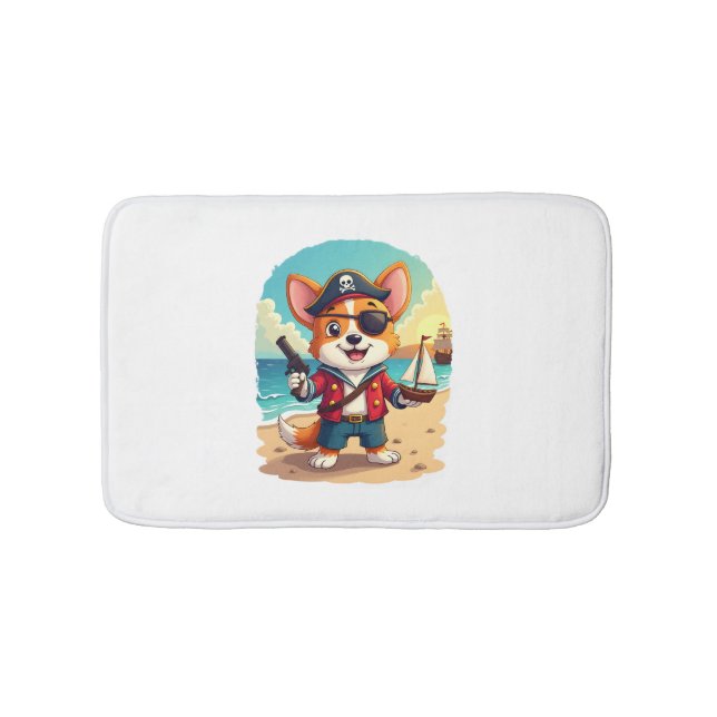 German Shepherd Dog Pirate Bath Mat (Front)