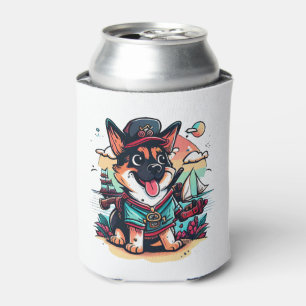German Shepherd Dog Pirate Can Cooler