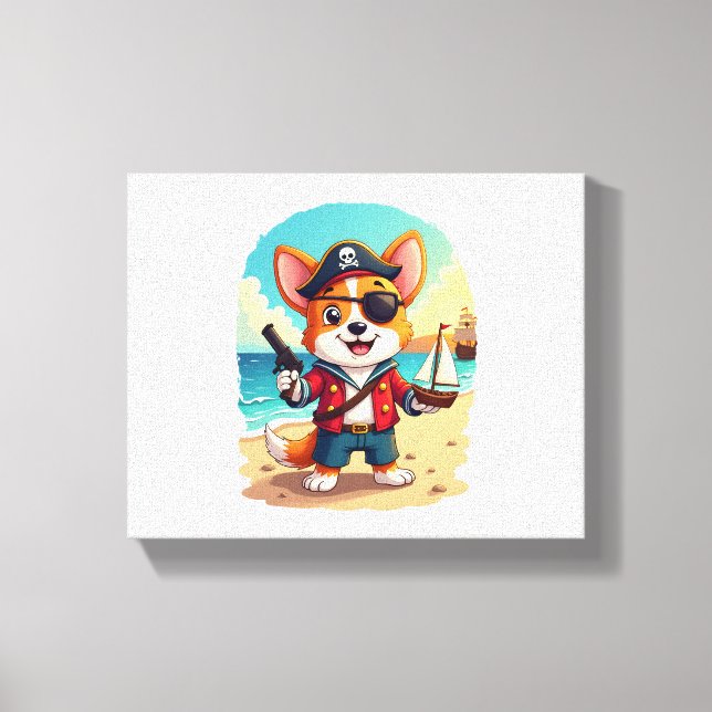 German Shepherd Dog Pirate Canvas Print (Front)