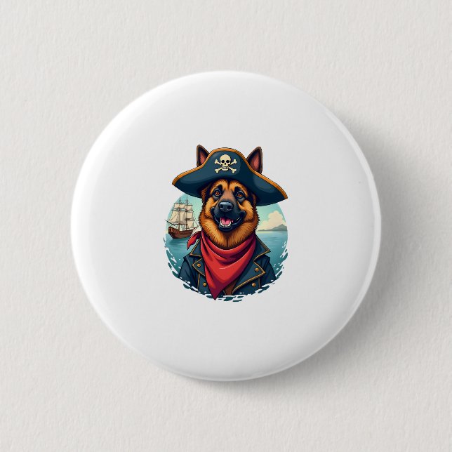 German Shepherd Dog Pirate Copy 6 Cm Round Badge (Front)