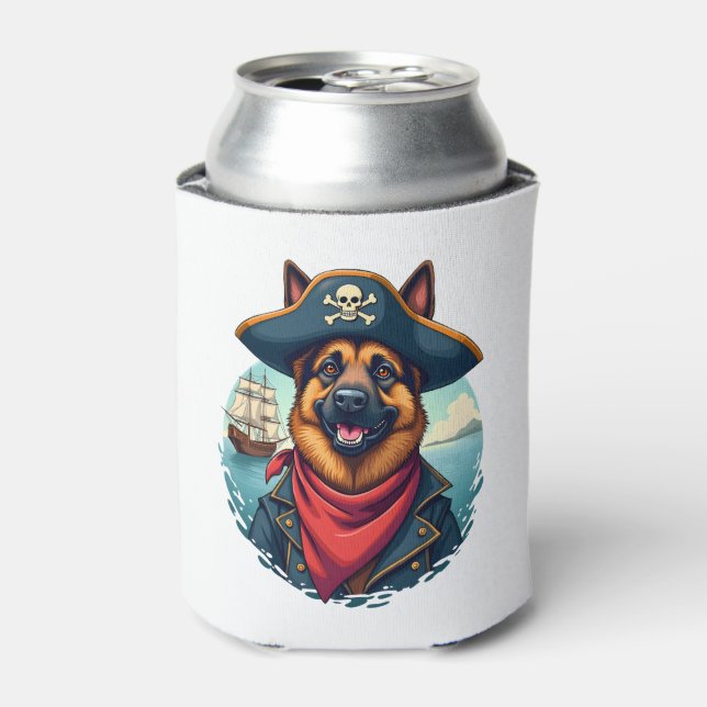 German Shepherd Dog Pirate Copy Can Cooler (Can Front)