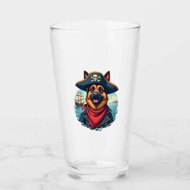 German Shepherd Dog Pirate Copy Glass (Front)