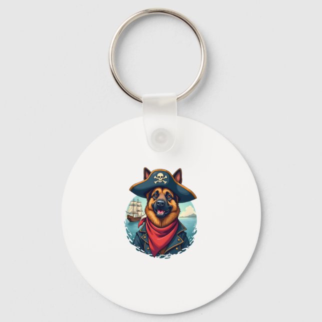 German Shepherd Dog Pirate Copy Key Ring (Front)