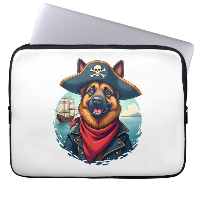 German Shepherd Dog Pirate Copy Laptop Sleeve (Front)