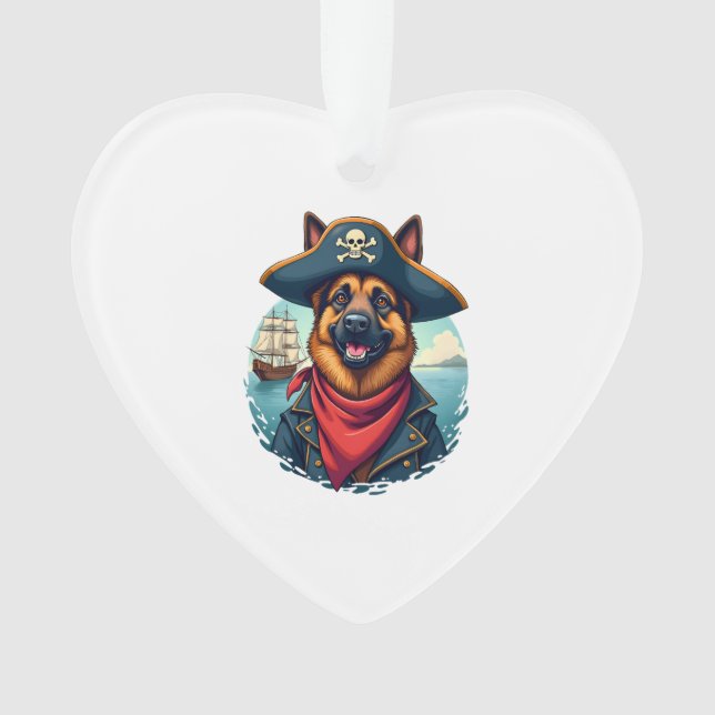 German Shepherd Dog Pirate Copy Ornament (Front)