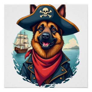 German Shepherd Dog Pirate Copy Poster