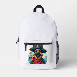 German Shepherd Dog Pirate Copy Printed Backpack