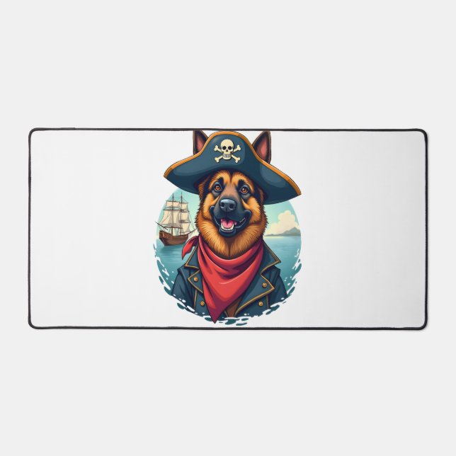 German Shepherd Dog Pirate  Desk Mat (Front)