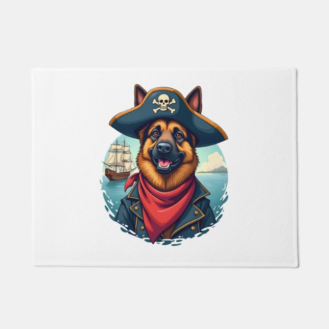 German Shepherd Dog Pirate  Doormat (Front)