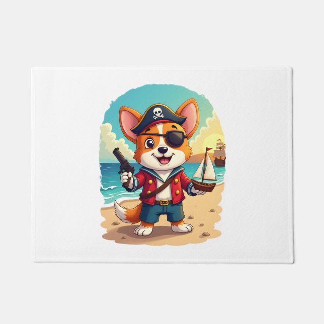 German Shepherd Dog Pirate Doormat (Front)