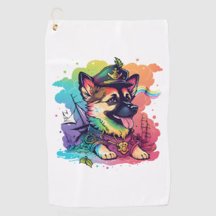German Shepherd Dog Pirate   Golf Towel