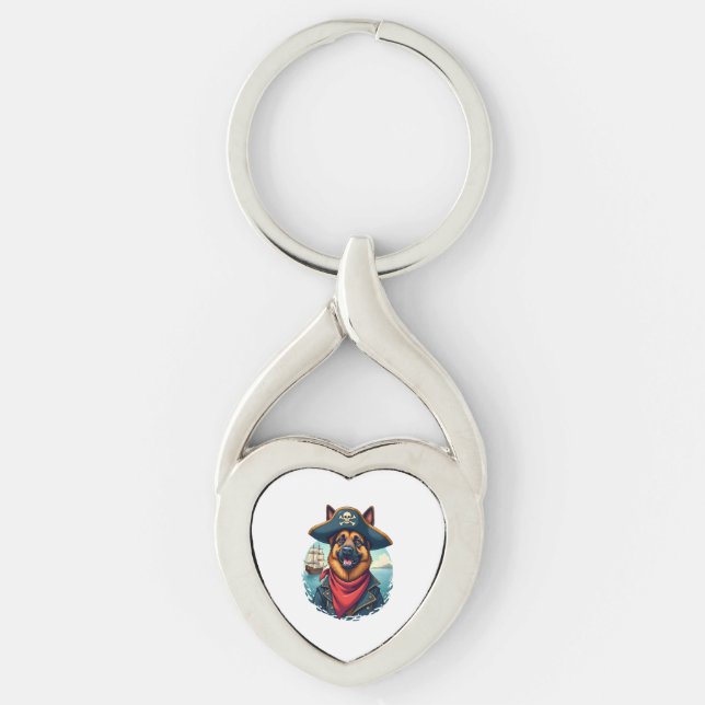 German Shepherd Dog Pirate  Key Ring (Front)