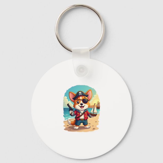 German Shepherd Dog Pirate Key Ring (Front)