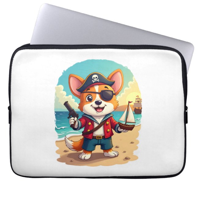 German Shepherd Dog Pirate Laptop Sleeve (Front)