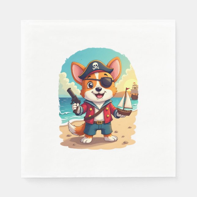 German Shepherd Dog Pirate Napkin (Front)