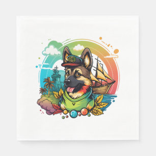 German Shepherd Dog Pirate Napkin