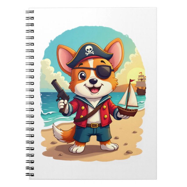 German Shepherd Dog Pirate Notebook (Front)