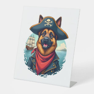 German Shepherd Dog Pirate Pedestal Sign