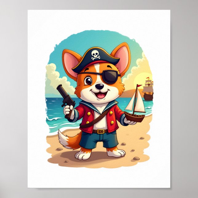 German Shepherd Dog Pirate Poster (Front)