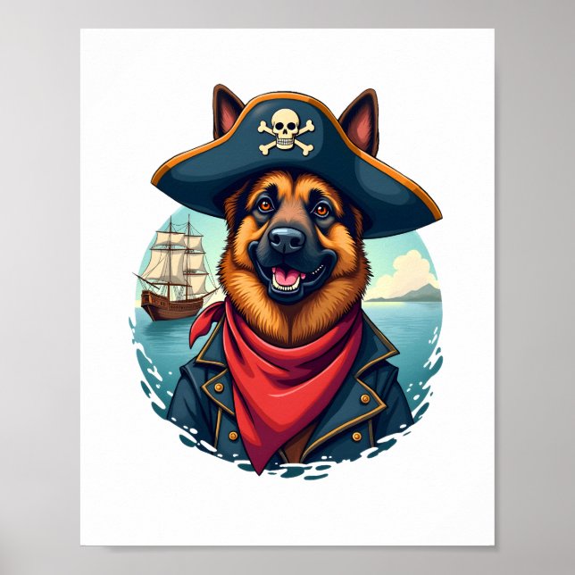 German Shepherd Dog Pirate  Poster (Front)